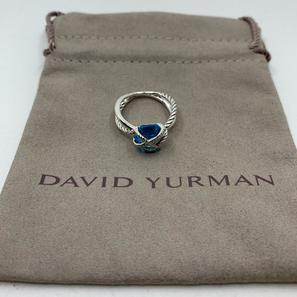 David Yurman Wrap Ring Blue Topaz & Diamond Sz 7 - Picture 6 of 6